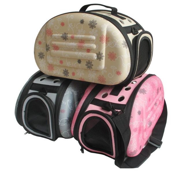 便攜貓咪手提包可摺疊旅行包小狗攜帶網眼單肩寵物包