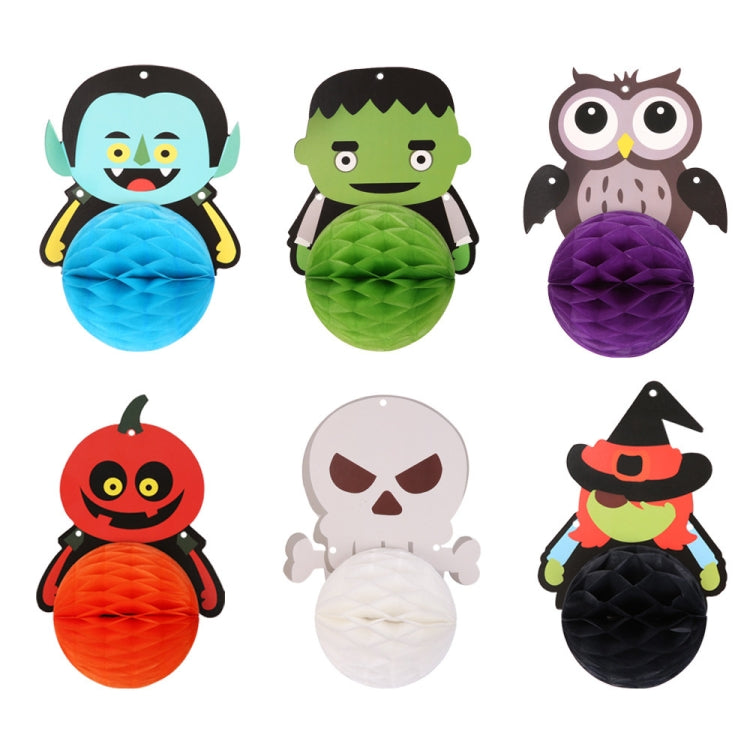 1套賣 萬聖節酒店商場背景牆氛圍布置蜂窩球紙拉旗