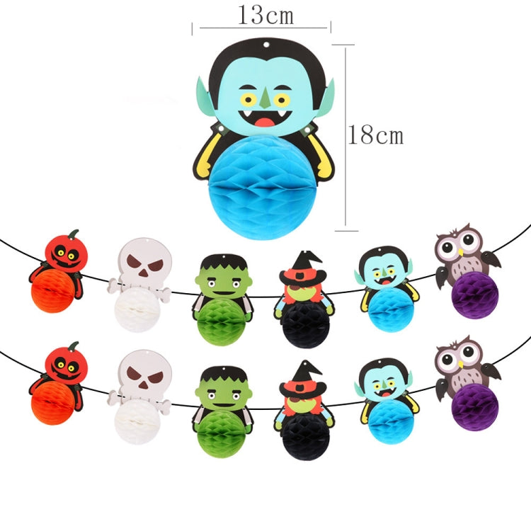 1套賣 萬聖節酒店商場背景牆氛圍布置蜂窩球紙拉旗