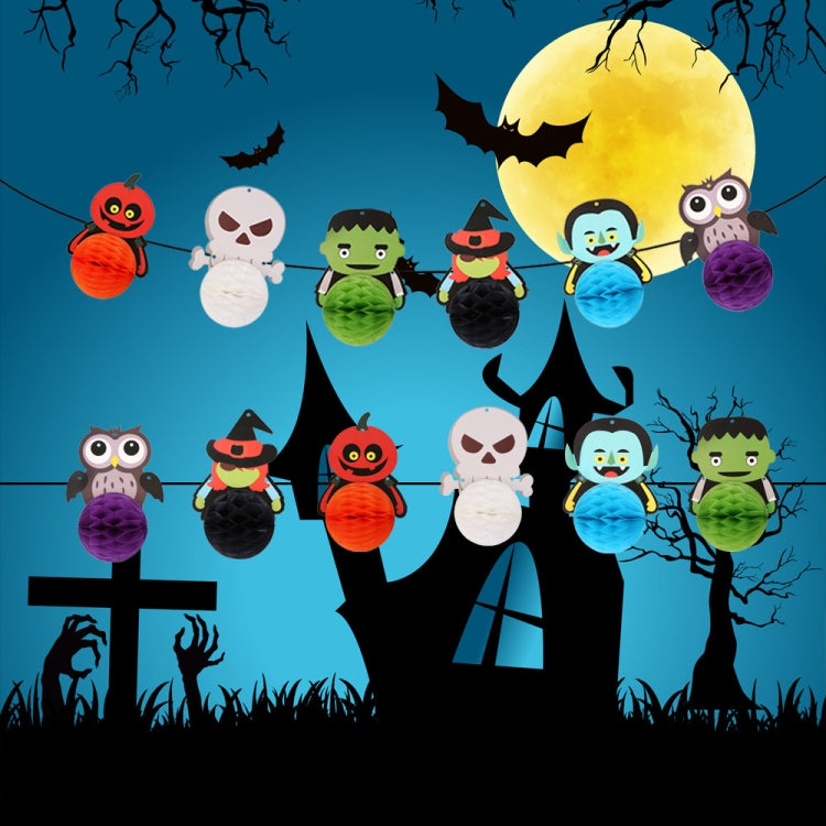 1套賣 萬聖節酒店商場背景牆氛圍布置蜂窩球紙拉旗