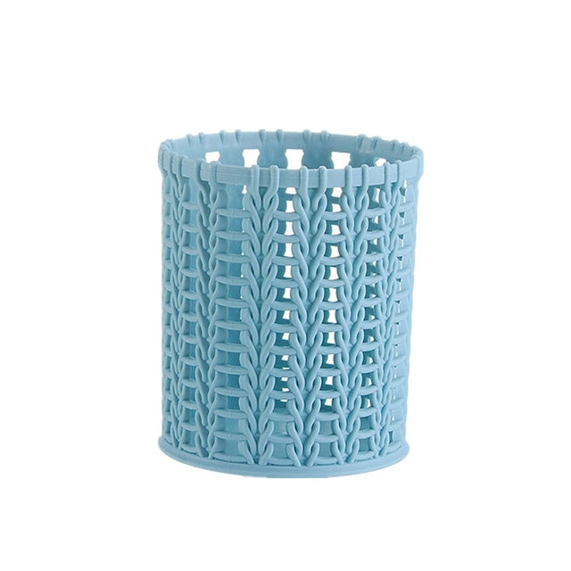 HH301 辦公室收納筒 桌面鏤空圓柱筆tong儲盒鉛筆刷桌面盒化妝刷塑料容器