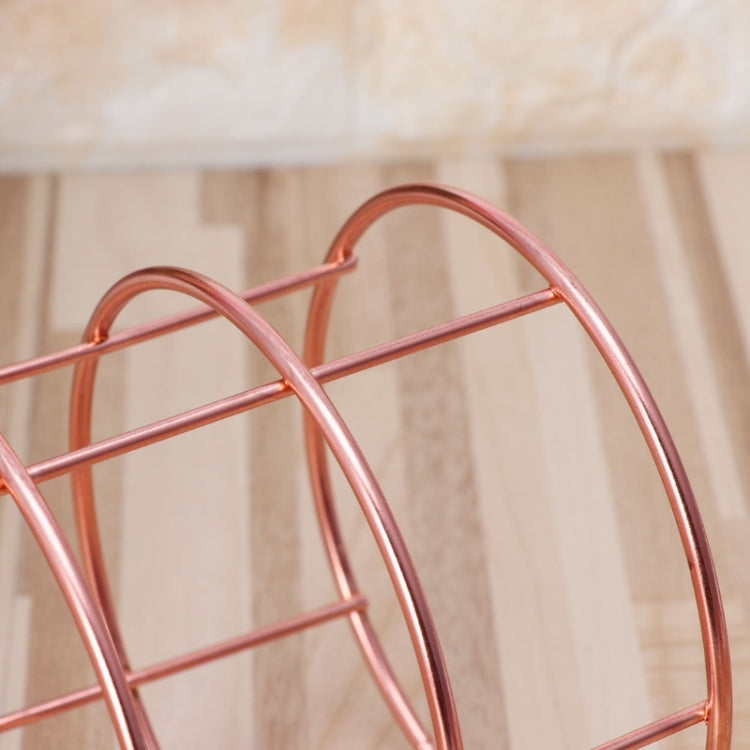 玫瑰金金屬筆筒盒鐵藝收納籃桌面文具辦公室學校書桌用品