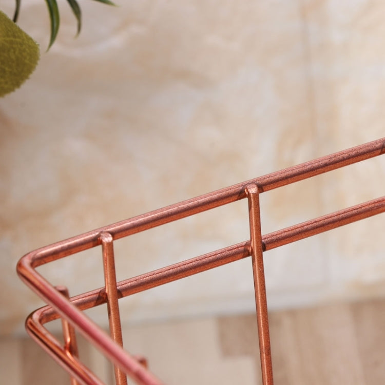 玫瑰金金屬筆筒盒鐵藝收納籃桌面文具辦公室學校書桌用品