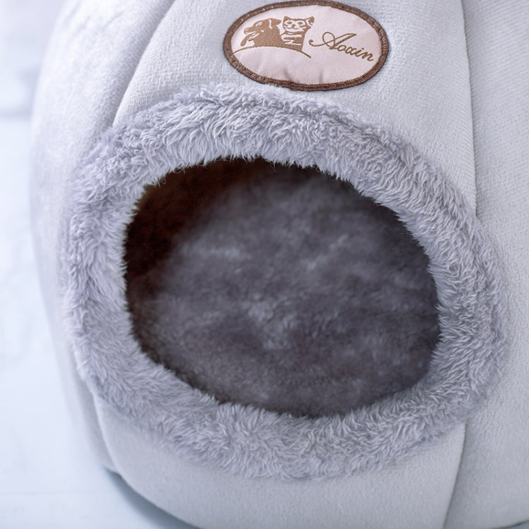 冬季半封閉保暖加絨圓形寵物窩