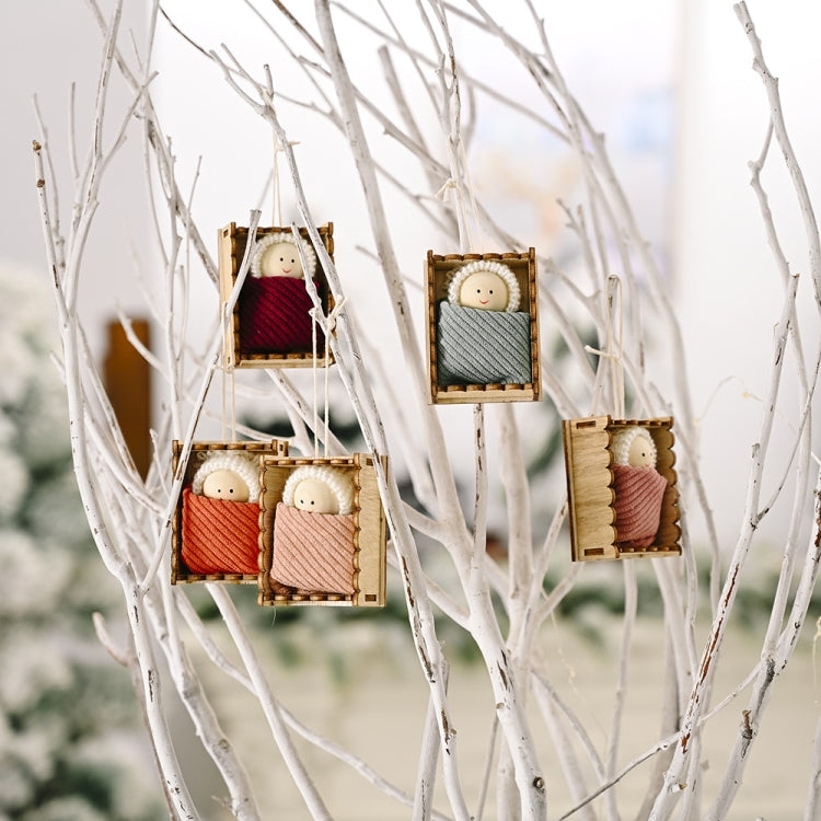 聖誕節慶用品木盒子小公仔掛件 兒童禮物小娃娃吊件樹掛件掛飾