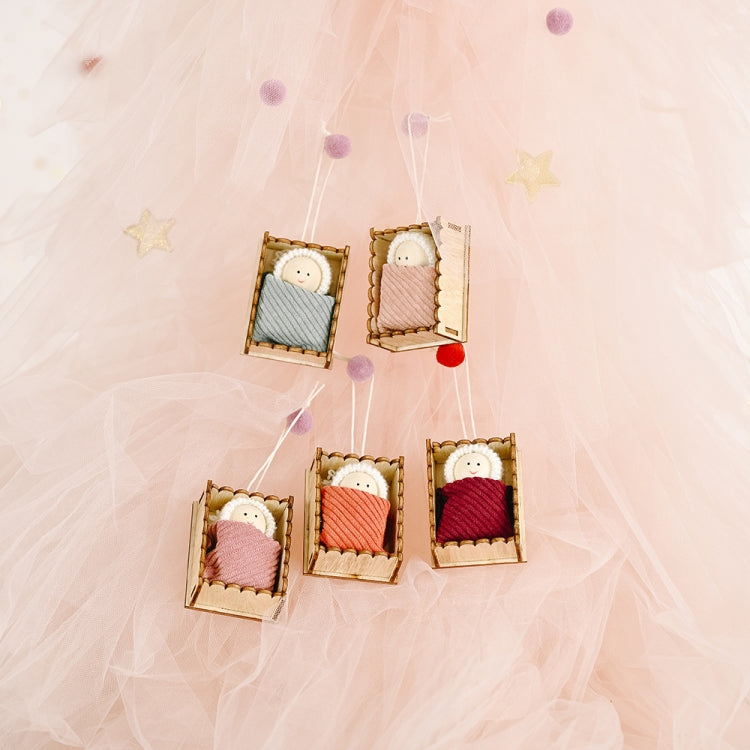 聖誕節慶用品木盒子小公仔掛件 兒童禮物小娃娃吊件樹掛件掛飾