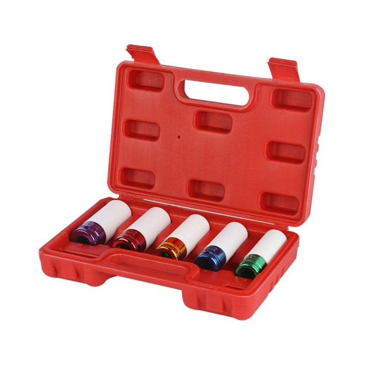 5合一 15/17/19/21/22毫米套筒套裝換輪胎扳手頭輪轂保護套筒