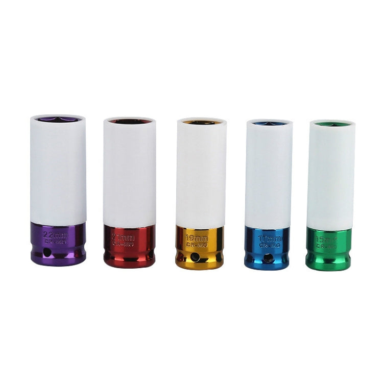 5合一 15/17/19/21/22毫米套筒套裝換輪胎扳手頭輪轂保護套筒