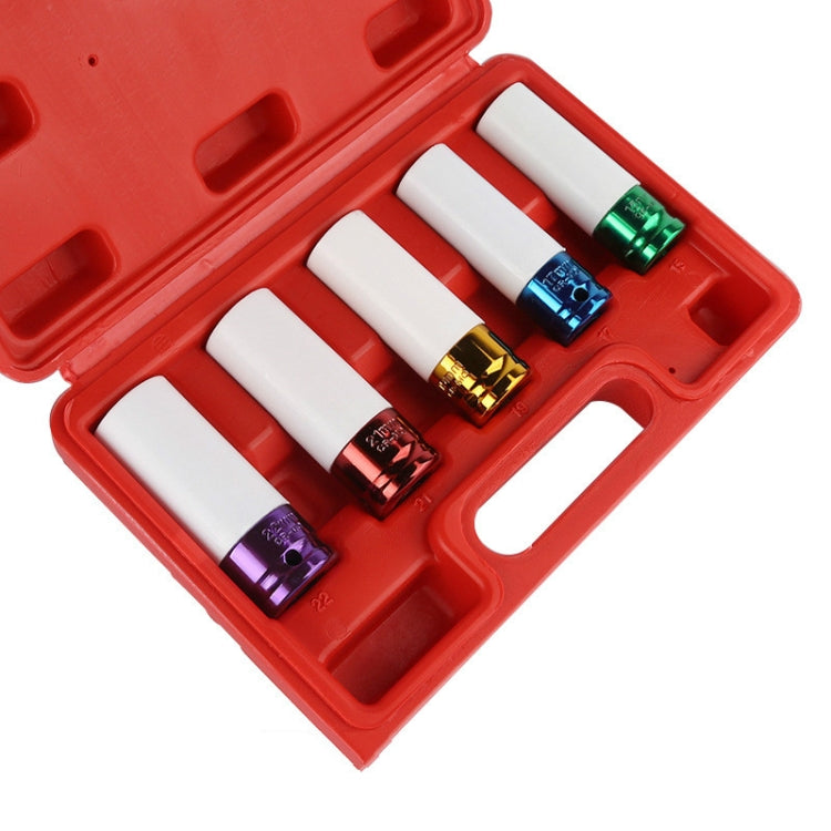 5合一 15/17/19/21/22毫米套筒套裝換輪胎扳手頭輪轂保護套筒