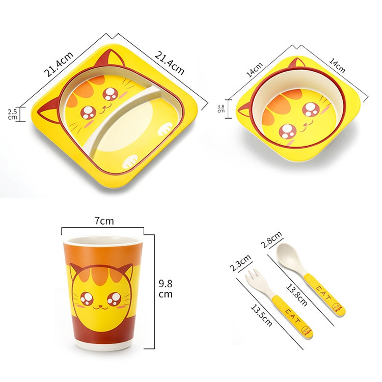 嬰兒餐具套裝兒童餐具卡通叉子餐具天然竹纖維碗帶勺子餐盤