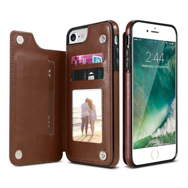 復古PU皮套多卡包手機套保護套 適用於iPhone 6 Plus & 6s Plus