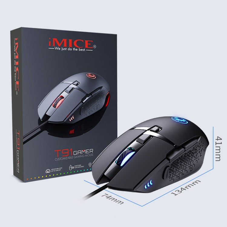 iMICE T91 8按鍵 7200DPI USB有線發光遊戲鼠標，線長：1.8米