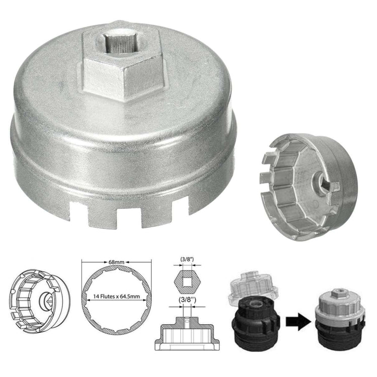 64.5毫米鋁油濾清器扳手蓋套筒拆卸工具雷克薩斯豐田斯卡羅拉漢蘭達RAV4凱美瑞通用外殼