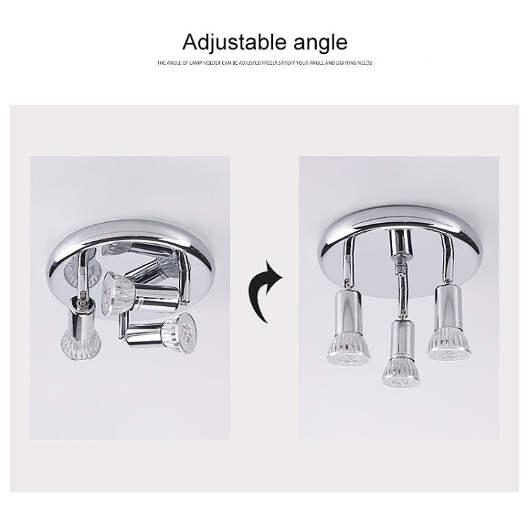 9W 圓形三頭 LED GU10 吸頂燈可調節鏡前射燈