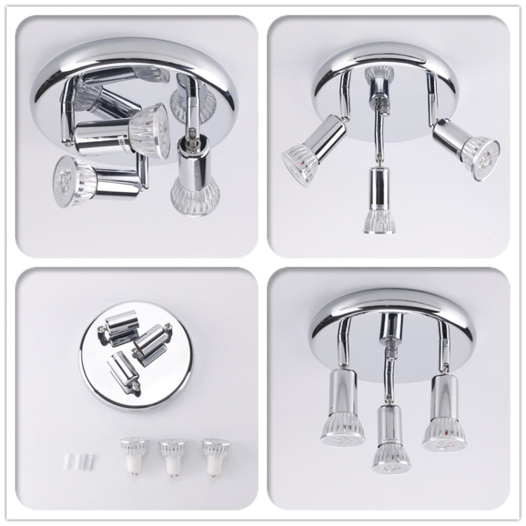 9W 圓形三頭 LED GU10 吸頂燈可調節鏡前射燈