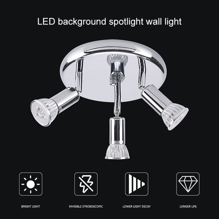 9W 圓形三頭 LED GU10 吸頂燈可調節鏡前射燈