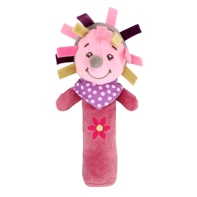 卡通動物手鈴搖鈴互動玩具兒童安撫手抓棒柔軟毛絨寶寶玩具