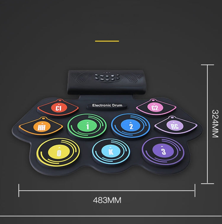 手卷架子鼓彩色电子鼓鋰電池充電硅膠架子鼓