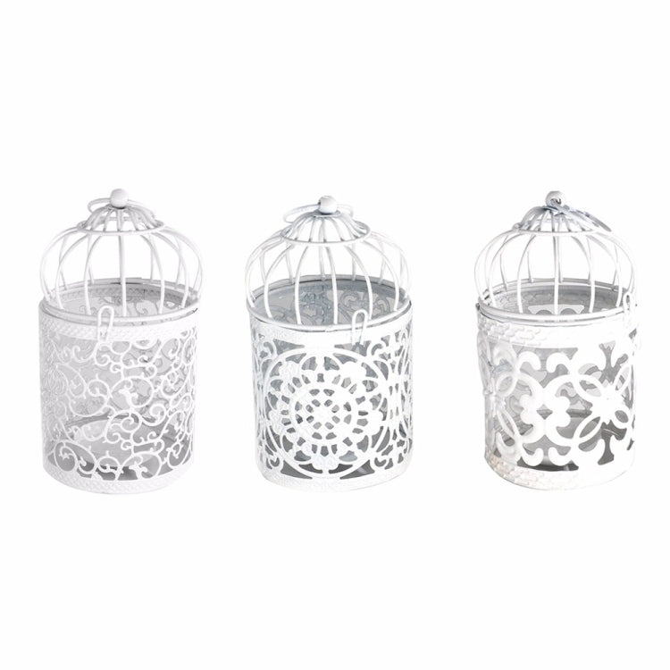 仿古創意鳥籠燭台鐵藝擺件 鏤空花朵圖案居家裝飾工藝品