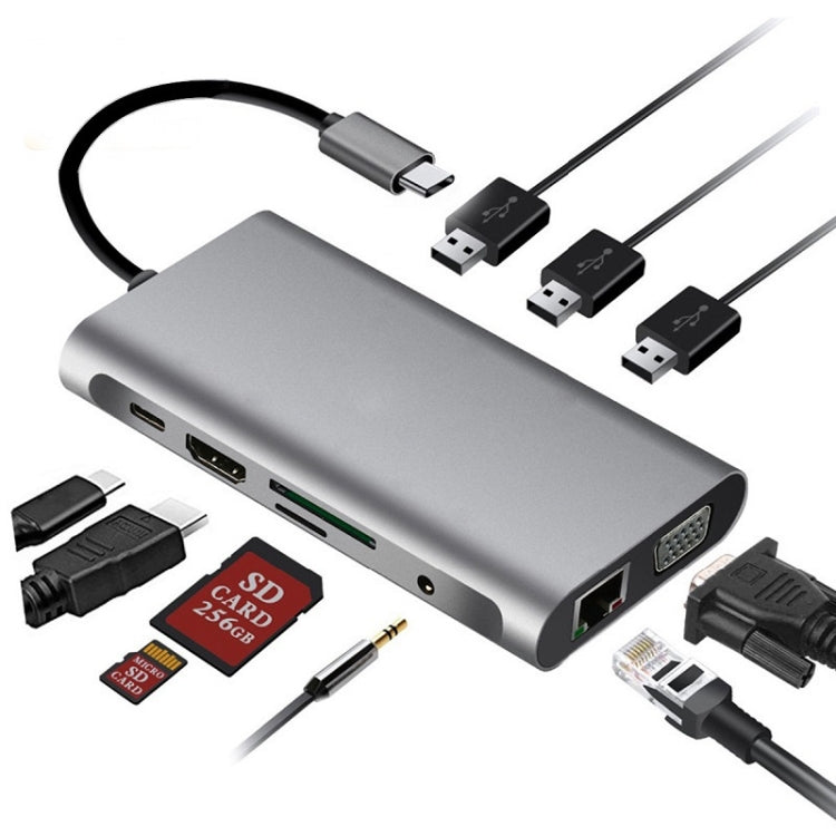 10合1 Type-C 多功能擴展塢 PD快充集線器