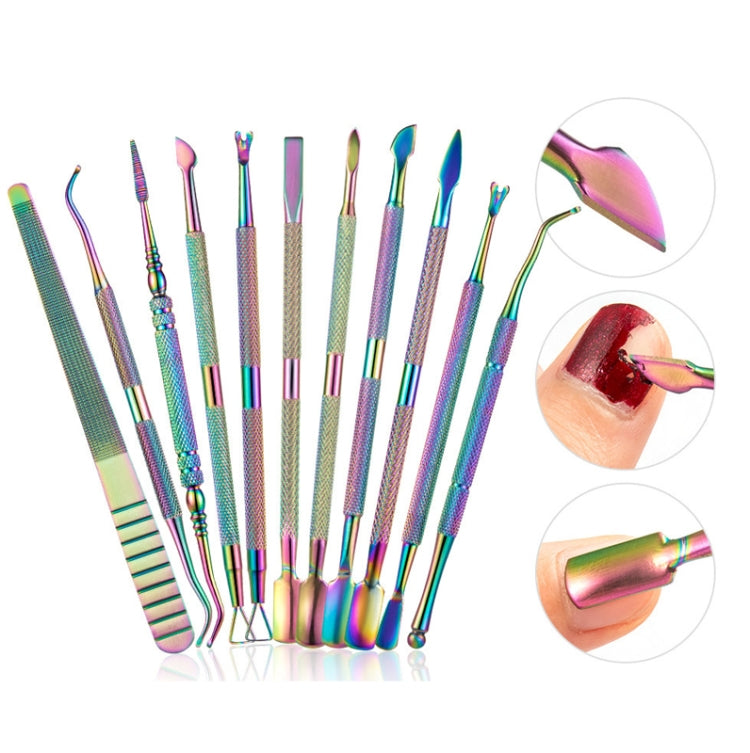 11合一彩鈦不銹鋼美甲鋼推指甲銼