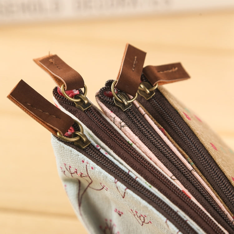 可愛花卉帆布拉鏈鉛筆盒 花樹筆袋