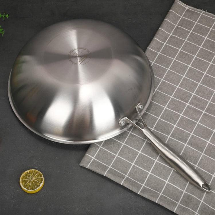 家用304不銹鋼無油煙無塗層平底炒鍋 適用於電磁爐燃氣