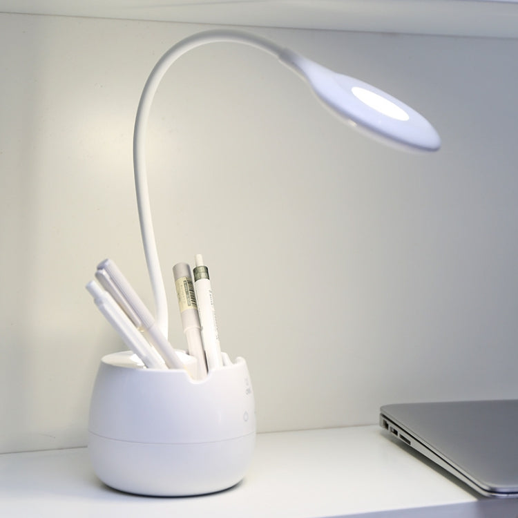 得力 4326 三檔調節環形USB充電辦公桌面檯燈帶筆筒