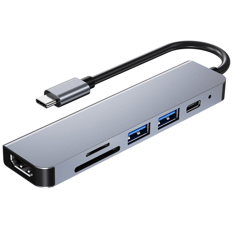 6合一 Type-C轉4K HDMI+SD/TF卡槽+PD Type-C充電+2個USB3.0接口 多功能HUB拓展塢