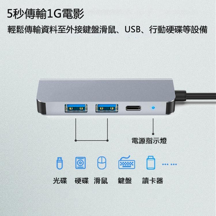 BYL-2011 4合一 Type-C轉4K HDMI+SD/TF卡槽+PD Type-C充電+2個USB3.0接口 多功能HUB拓展塢