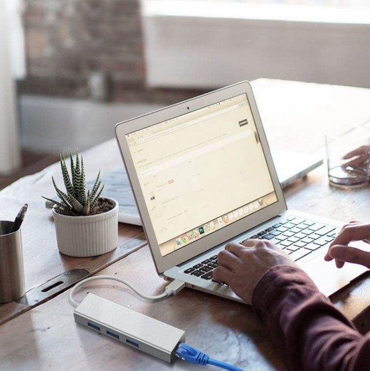 YH-U1009 3xUSB 3.0+RJ45轉USB3.0 筆記本電腦外置免驅集線器 顏色隨機發貨