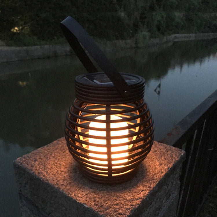 51顆LED吊籠檯燈 戶外藤條提籠燈 太陽能火焰燈