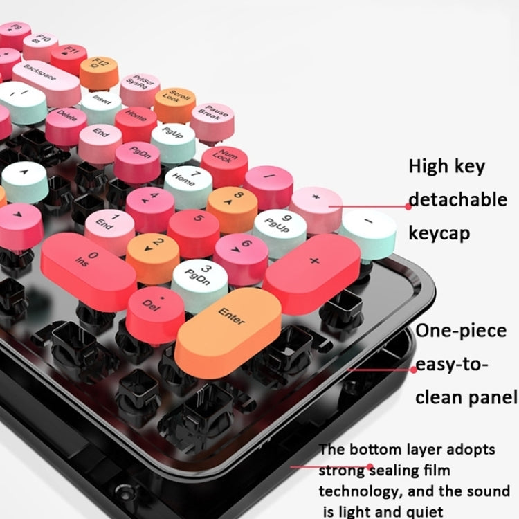 摩天手 Sweet 無線鍵盤鼠標套裝女生朋克鍵盤辦公套裝，顏色：紫色混彩版