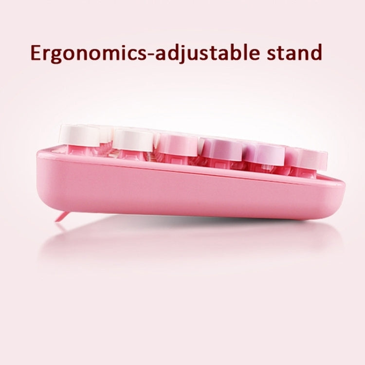 摩天手 Sweet 無線鍵盤鼠標套裝女生朋克鍵盤辦公套裝，顏色：紫色混彩版