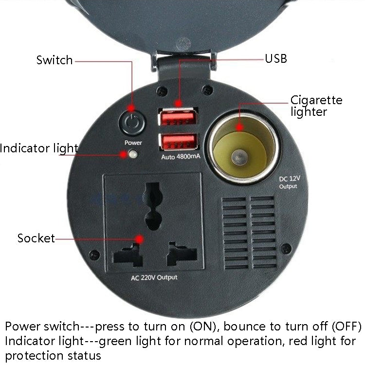 150W 12V轉220V車載逆變器雙USB 2.1A電源轉換器升壓器