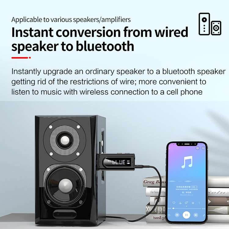 USB車載藍牙5.0適配器接收器FM+AUX音頻雙輸出發射器