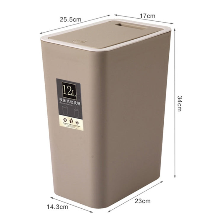 家用12升客廳有蓋長方形按壓分類塑料垃圾桶