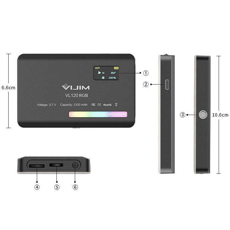 Ulanzi VL120 RGB 全色彩RGB單反相機攝影直播拍照錄像小型打光燈