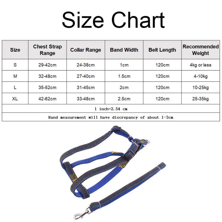 BG-Q1025 牽引+胸背+項圈 加厚牢固牛仔布寵物狗狗牽引繩套裝