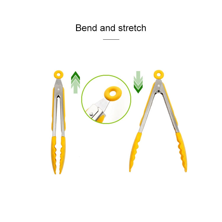 廚房烹飪硅膠不銹鋼手柄沙拉食物夾