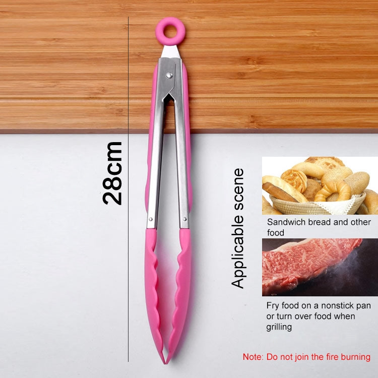 廚房烹飪硅膠不銹鋼手柄沙拉食物夾