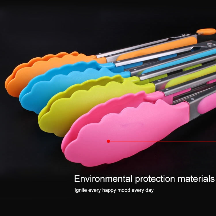 廚房烹飪硅膠不銹鋼手柄沙拉食物夾