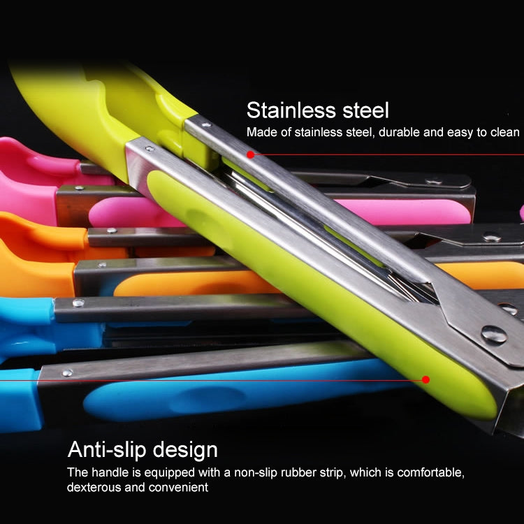 廚房烹飪硅膠不銹鋼手柄沙拉食物夾