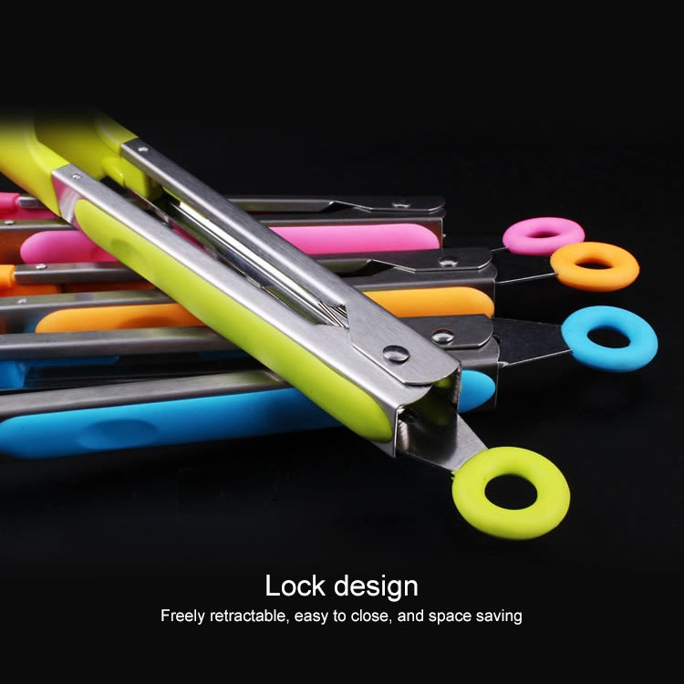 廚房烹飪硅膠不銹鋼手柄沙拉食物夾