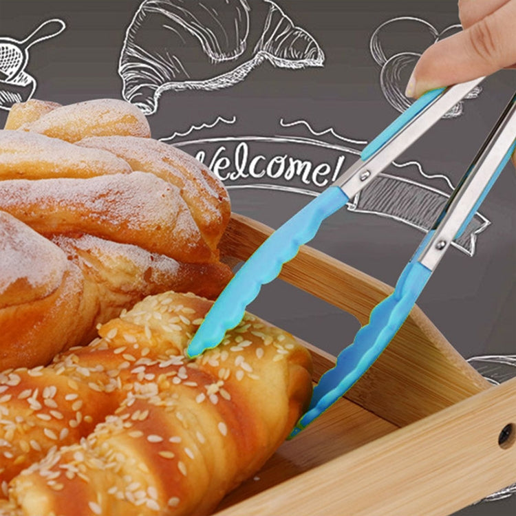 廚房烹飪硅膠不銹鋼手柄沙拉食物夾