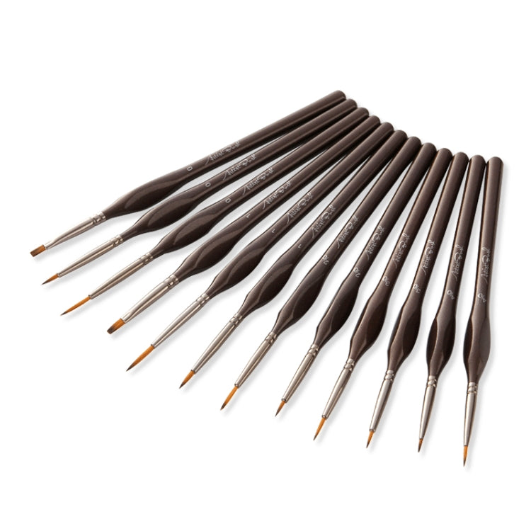 12支裝 繪畫三角桿雙色尼龍毛勾線筆水彩毛刷畫筆美術用品