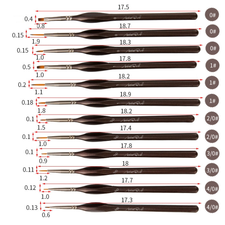 12支裝 繪畫三角桿雙色尼龍毛勾線筆水彩毛刷畫筆美術用品