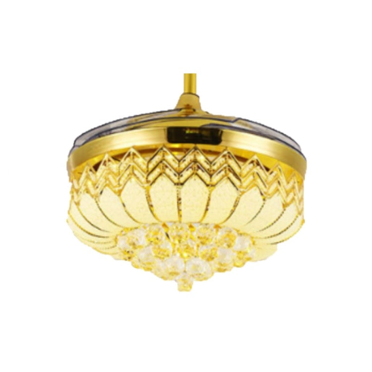 隱形水晶風扇LED吊燈家居客廳卧室變頻吊扇燈 帶遙控