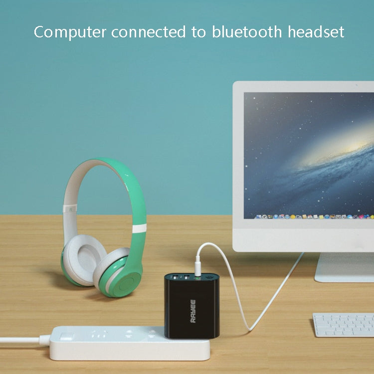 RAYEE K8 藍牙5.0音頻接收發射器 二合一配器 支持2.1A快充U盤播放 美規