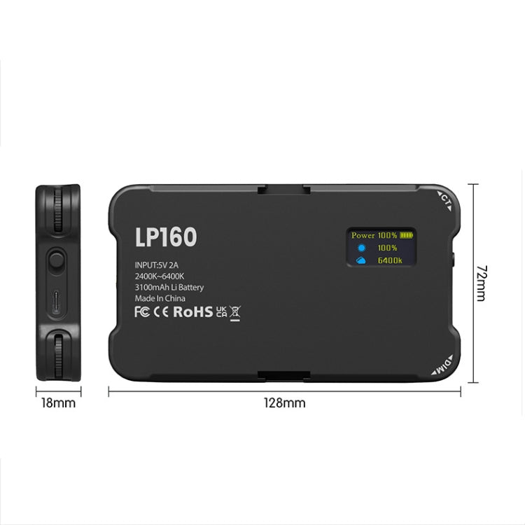 LP160 180 LEDs 方形口袋補光燈雙色溫便攜手機單反電腦攝影補光燈